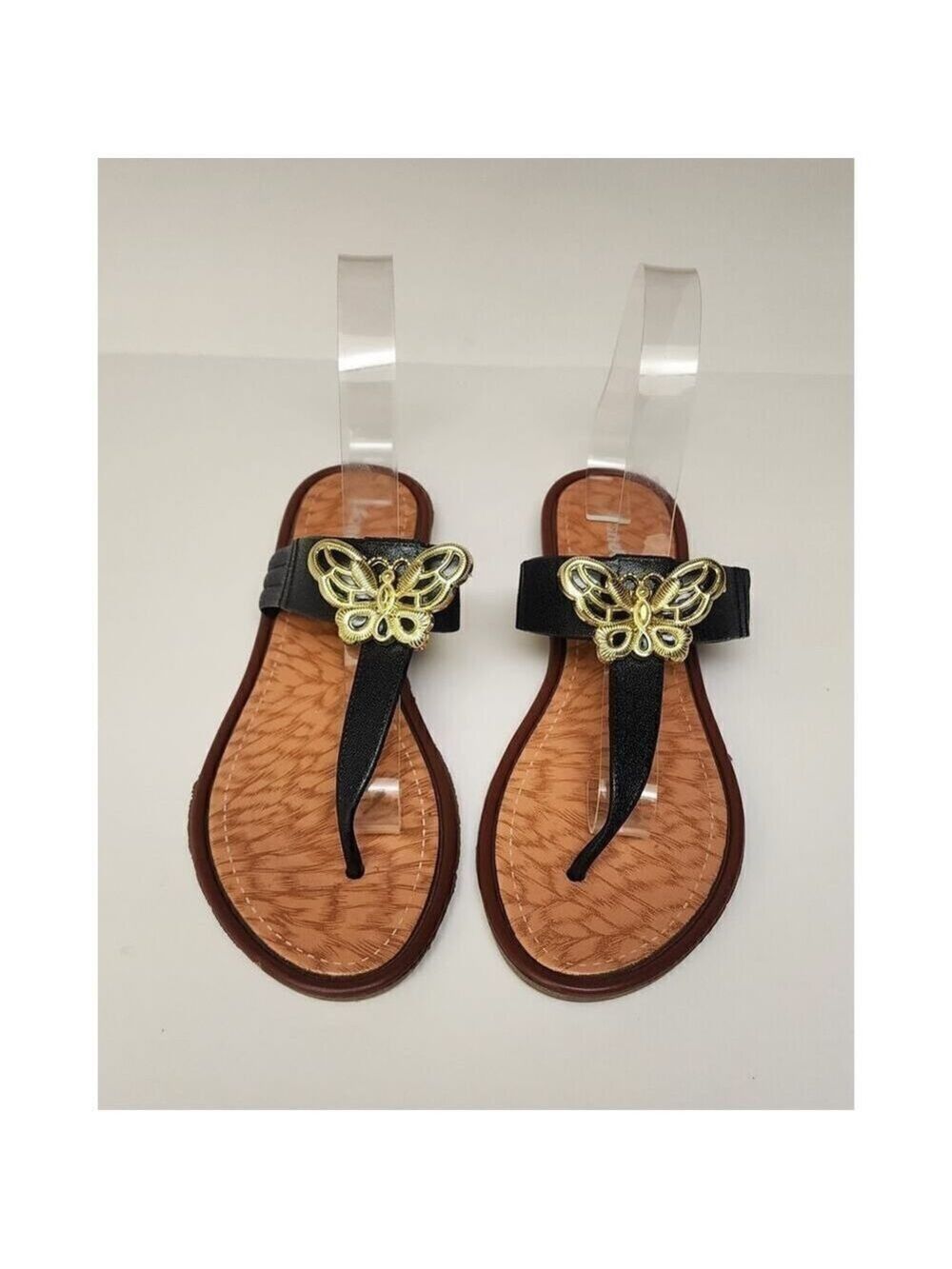 Women's Flip Flops Thong Slip On Casual Butterfly Decoration Sandals Shoes 8.5